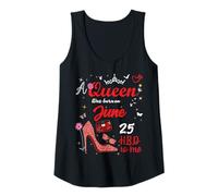 Mujer 25 de Junio Cumpleaños Esta Reina Nació el 25 de Junio Camiseta sin Mangas