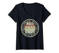 Mujer 25 Years Old Vintage 2001 Edición Limitada 25 Cumpleaños Camiseta Cuello V