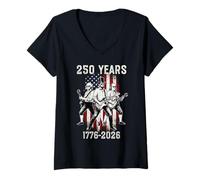 Mujer 250 Aniversario de los Estados Unidos Patrióticos de 2026, 250, 4 de Julio, Cosecha Camiseta Cuello V