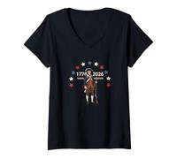 Mujer 250 Aniversario DE USA, Soldado REVOLUCIONARIO, 1776, 2026 Camiseta Cuello V