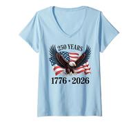 Mujer 250 Anniversary USA 2026 Patriotic Eagle 250th 4th of July Camiseta Cuello V