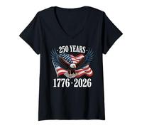 Mujer 250 Anniversary USA 2026 Patriotic Eagle 250th 4th of July Camiseta Cuello V