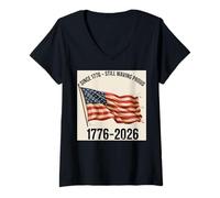 Mujer 250 años American Anniversary America 250 USA 250 cumpleaños Camiseta Cuello V