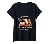Mujer 250 años American Anniversary America 250 USA 250 cumpleaños Camiseta Cuello V