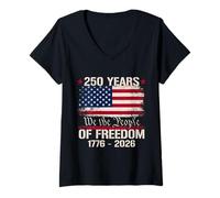 Mujer 250 Años Americanos Nosotros El Pueblo 4 de Julio 1776 2026 USA Camiseta Cuello V