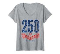 Mujer 250 años en Dios Confiamos - USA Patriotic Camiseta Cuello V