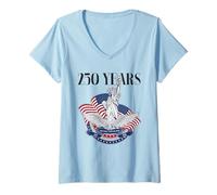 Mujer 250 Años Loud Free Still Here Patriotic 1776 Estatua Libertad Camiseta Cuello V