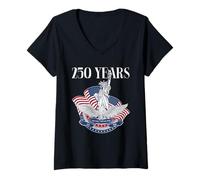 Mujer 250 Años Loud Free Still Here Patriotic 1776 Estatua Libertad Camiseta Cuello V