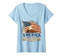 Mujer 250 Años Nación Bajo Dios Católica 250th 4th Julio América Camiseta Cuello V