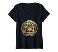 Mujer 250 años Valiente Veterano de Estados Unidos 250 América Liberty Orgullo del 4 de Julio Camiseta Cuello V