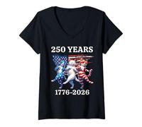 Mujer 250 cumpleaños 1776-2026 Vintage Funny Cool Cats Cat Lover Camiseta Cuello V