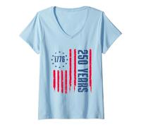 Mujer 250 Years America Anniversary 250th Independence Day Freedom Camiseta Cuello V