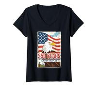 Mujer 250 Years America Patriotic Annyversary 4th of July Freedom Camiseta Cuello V