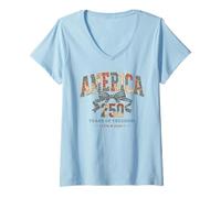 Mujer 250 Years Anniversary America 1776-2026 USA 250th Birthday Camiseta Cuello V