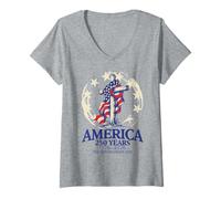 Mujer 250 Years In God We Trust Cross 1776-2026 - Bandera de Estados Unidos Camiseta Cuello V