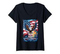 Mujer 250 Years One Nation Under God - Eagle 1776 American Camiseta Cuello V