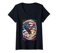 Mujer 250 Years One Nation Under God - Eagle 1776 Faith American Camiseta Cuello V