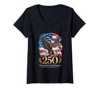 Mujer 250 Years One Nation Under God - Eagle 1776 Faith American Camiseta Cuello V