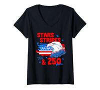 Mujer 250th Anniversary Stars Stripes 250 Years American 4th July Camiseta Cuello V