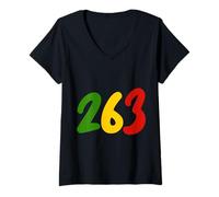 Mujer 263 Zimbabwe Código de marcación Internacional Zim Colors Regalos Camiseta Cuello V
