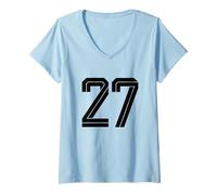 Mujer #27 Blanco Vintage Número 27 Estilo de Fútbol Fan Deportes Camiseta Cuello V