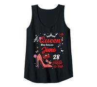 Mujer 28 de Junio Cumpleaños Esta Reina Nació el 28 de Junio Camiseta sin Mangas