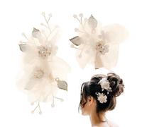 Mujer 2PCS - Barras Vintage 22G Pearl para mujer, elegantes accesorios de peinado para bodas, ceremonias adolescentes | Pearl Fantasy Style | 11x6.5cm y 7.5x5.5cm | Traje elegante, aspecto sofisticado