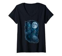 Mujer 3 Tres Palomas Aullando a la Luna Camiseta Cuello V