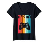 Mujer 30 años cumpleaños Regalo Gamer Retro Video Game Chicos Camiseta Cuello V