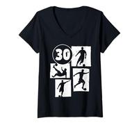 Mujer 30 Cumpleaños Hombre Mujer Futbolista Fútbol 30 Años Camiseta Cuello V