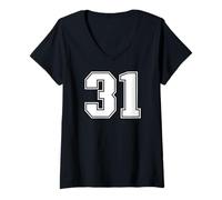 Mujer 31 Número Treinta y uno Team Sports Graphic Varsity Matching Camiseta Cuello V