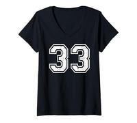Mujer 33 Número Treinta y Tres Equipos Deportes Grunge Varsity Matching Camiseta Cuello V