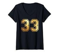 Mujer 33 Número Treinta y Tres Equipos Deportivos gráfico Varsity Matching Camiseta Cuello V