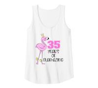 Mujer 35 Years of Flamazing Flamingo Design Beach 35th Birthday Camiseta sin Mangas