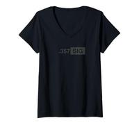 Mujer .357 Munición Sig - Caza, Defensa, Aplicación de la Ley Camiseta Cuello V