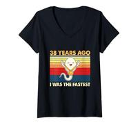 Mujer 38 Cumpleaños Hace 38 Años FUI El Cumpleaños Más Rápido Camiseta Cuello V