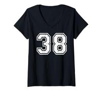 Mujer 38 Número Treinta y Ocho Deportes de Equipo Grunge Varsity Matching Camiseta Cuello V