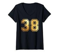 Mujer 38 Número Treinta y Ocho Equipos Deportivos gráfico Varsity Matching Camiseta Cuello V