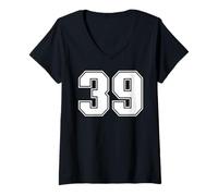 Mujer 39 Número Treinta y Nueve Equipos Deportivos gráfico Varsity Matching Camiseta Cuello V