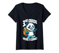 Mujer 3er Grado Aquí Vuelvo Al Primer Día De Escuela Panda Camiseta Cuello V