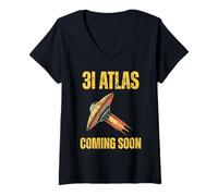 Mujer 3I Atlas C2025 N1 Nave Espacial Cometa interestelar Llegada Alien Camiseta Cuello V