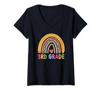 Mujer 3rd Grade Teacher Student Boho Rainbow Back To School Camiseta Cuello V
