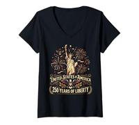 Mujer 4 de Julio 250 Aniversario USA Patriotic 250 Years America Camiseta Cuello V