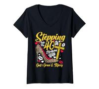 Mujer 40 Cumpleaños Queen Stepping God'S Grace Mercy 40 Years Old Camiseta Cuello V
