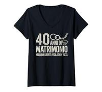Mujer 40 Di Matrimonio Anni - Regalo per 40 di matrimonio Camiseta Cuello V