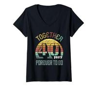 Mujer 40 Wedding Anniversary For Couple Best 40th Year of Marriage Camiseta Cuello V