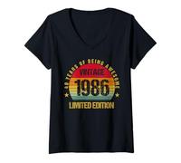 Mujer 40 Years Old Forty 1986 Vintage 40th Birthday Party Envejecimiento Camiseta Cuello V