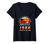 Mujer 40 Years Old Vintage Born In 1986 Limited Edition Retro Camiseta Cuello V
