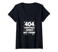 Mujer 404 Espíritu navideño no Encontrado - Tech Holiday Humor Camiseta Cuello V