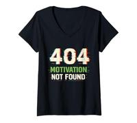 Mujer 404 Motivación no encontrada Divertida Camiseta Cuello V
